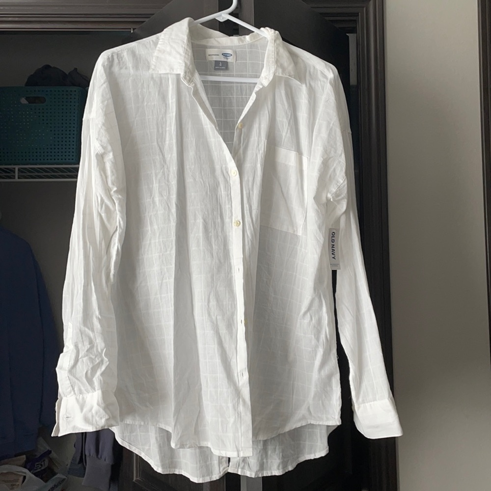 Old Navy sheer white button down long sleeve
